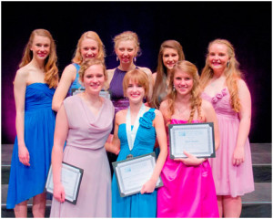 Cutline: Rebecca Lavin, back row, far left, recently participated in the New York State Distinguished Young Women program in Albany. Others who participated were: Back Row (L to R): Lavin, Veronica Schuver, Lakewood; Maria Ostafew, Albion; Alaina Bevilacqua, Ticonderoga; and Taylor Booth, Crown Point. Front Row (L to R): Samantha Bowers, Williamsville, Distinguished Young Women of New York 2013; Brittany Egnot, Albany; and Angelyn Brown, Alden. 